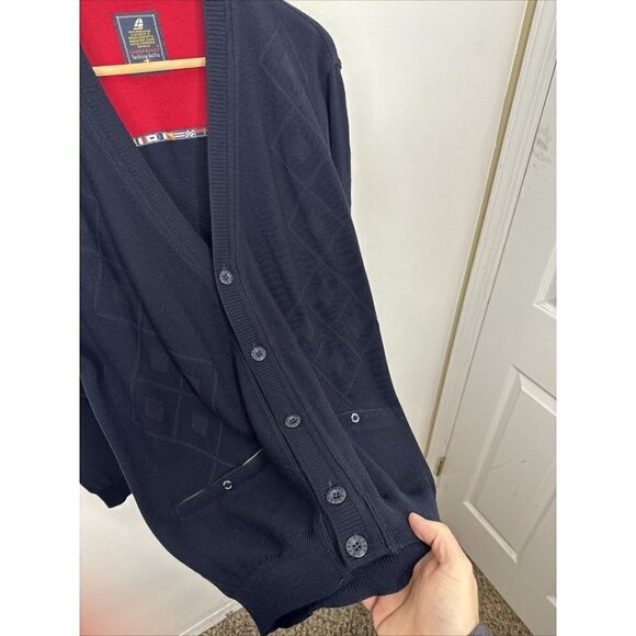 Green Coast Yachting Men M Blue Cardigan Merino Wool Blend Preppy Sailing Italy - Picture 5 of 8